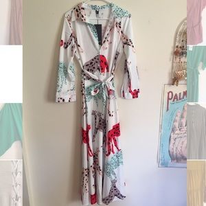 Unique animal print retro midi dress